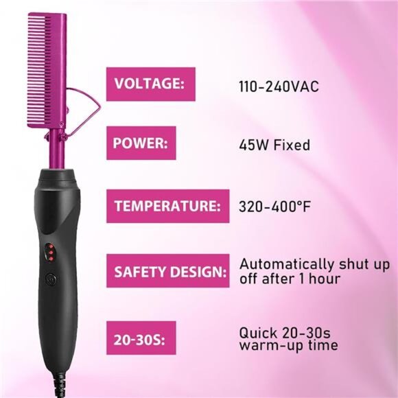 Hot Comb Hair Straightener Heat Pressing Combs, Hot Comb for Wigs Human main image 6